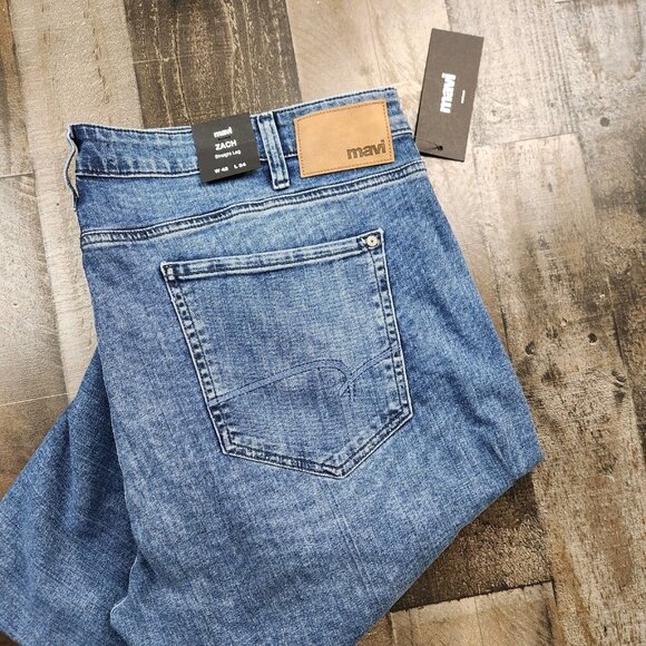 Mens Mavi Zac Straight Leg size 42x34 Mid Rise Blue Denim Jeans - Picture 1 of 11